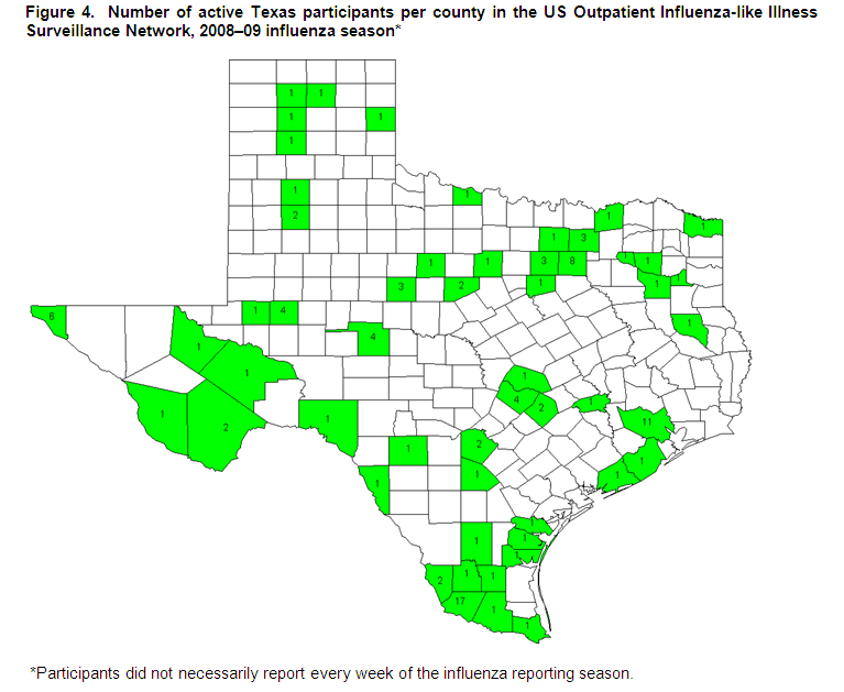 Fig4 Number of active Texas participants per county