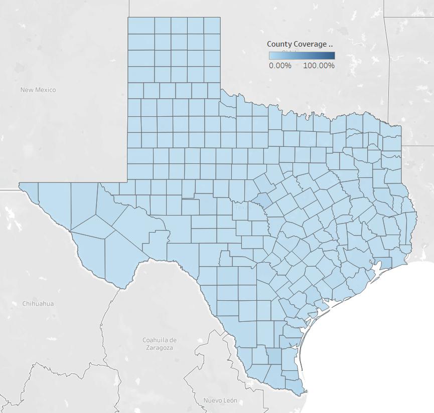Texas State divided by counties
